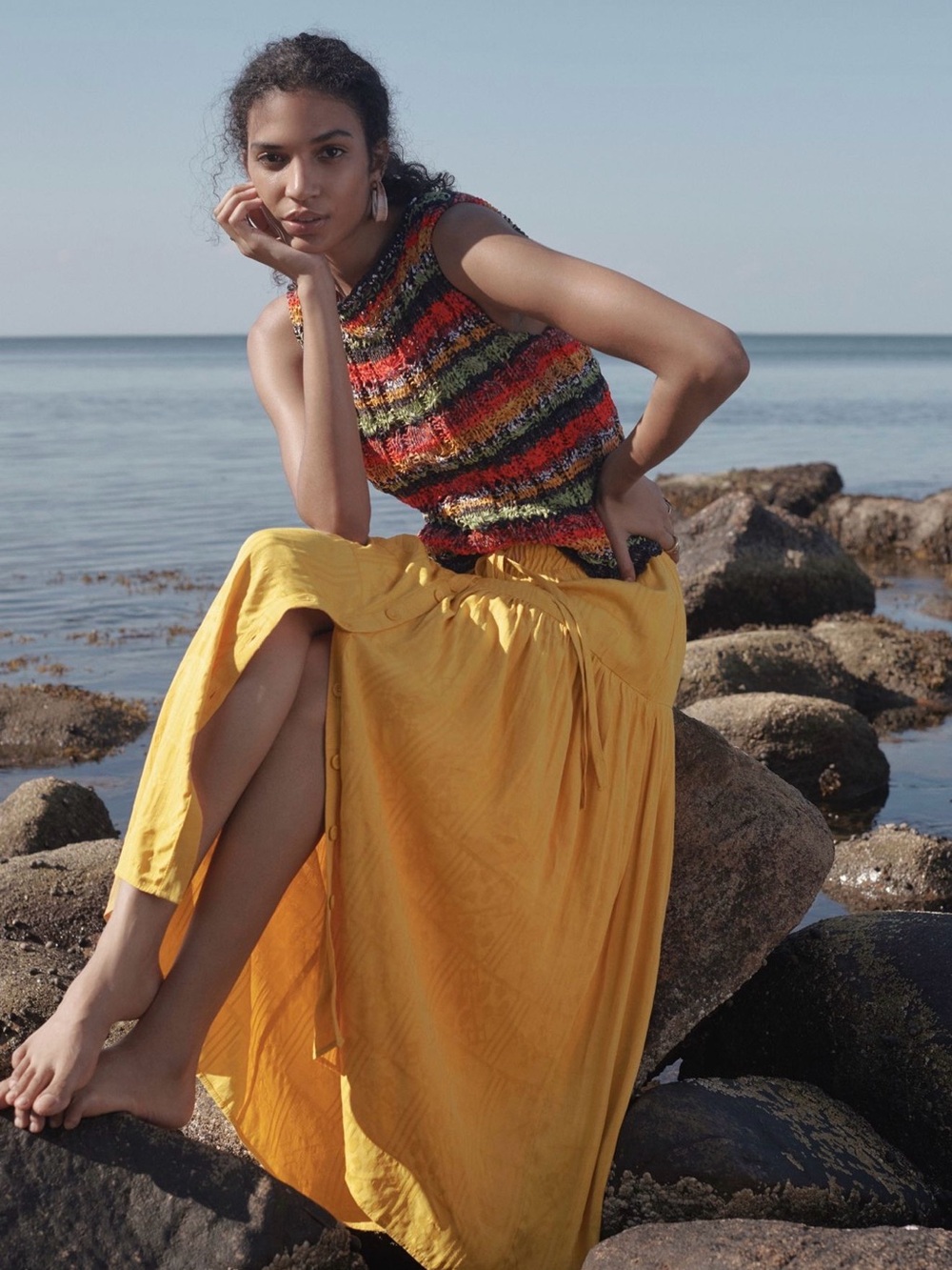 Anthropologie Golden Yellow Maxi Skirt with Flowing Silhouette